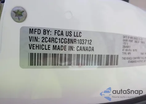 2022 Chrysler Voyager Lx z USA, uszkodzony, nr VIN 2C4RC1CG8NR103712